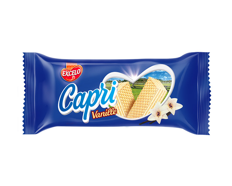 EXCELO CAPRI VANILLE GAUFRETTE FOUREES A LA CREME CHOCOLAT 45G