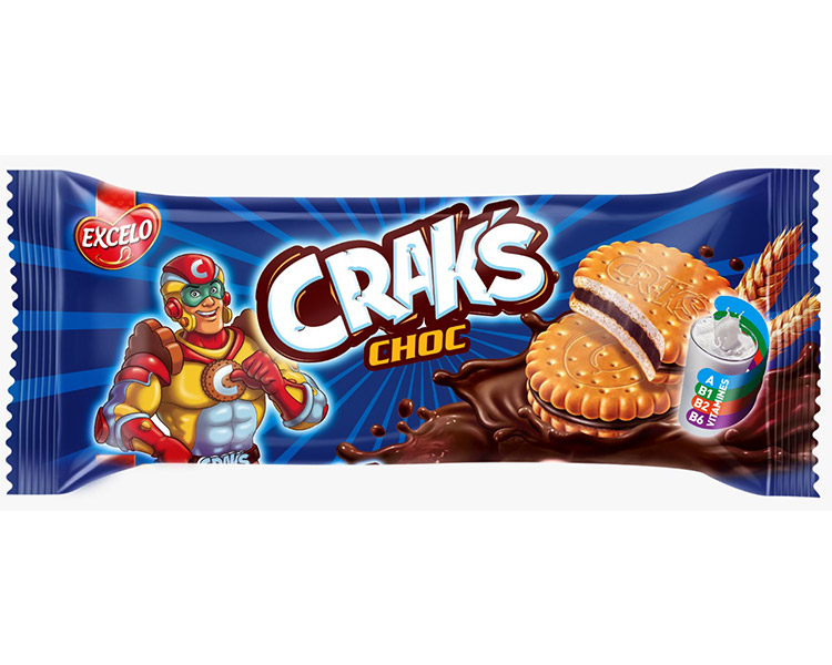 EXCELO CRAK S CHOC BISCUITS FOURRES A LA CREME DE CACAO 32G 1