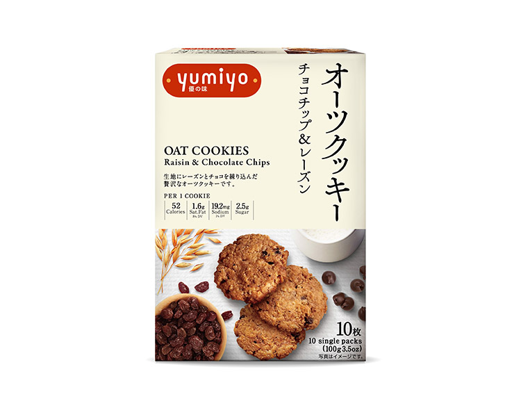 YUMIYO Oat Cookies Raisin Chocolate Chips 100 g Vertical Front